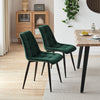 2PCs Velvet Dining Chairs Square Seat Design Dining Room chairs Green