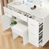 White Dressing VanityTable Wood Makeup Desk with LED Mirror 5 Drawers Stool