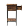 Vintage Rustic Wood Side Table With Storage Drawer Sofa End Table Nightstand