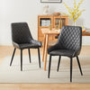 2x Grey Dining Chairs Faux Leather High Back Diamond Design Dinging Room