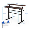Height Adjustable Standing Desk 2-Tier Computer Table W/ Foldable Handle Brown