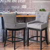 Kitchen Counter High Chair Linen Padded Seat Breakfast High Bar Stool w/Footrest