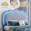 Upholstered Bed Frame Grey Velvet 3ft Single Bed with Wood Slats & LED Headboard