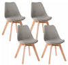 4x Tulip Dining Chairs Multi-Colours Padded Seat with Wood Legs PU Leather