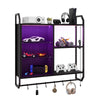 Wall Mounted Storage Shelves RGB Lighted Display Cabinet Remote Control 6 Hooks