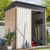 5x3ft Garden Storage Shed Metal Tool Shed Sloped Roof Lockable Door Grey