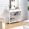 White Console Table with Drawer, 3 Tiers Slim Entryway Table for Living Room