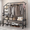 Rolling Double Clothes Rail Hanging Rack Garment DisplayStand Shoe Storage Shelf