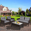 4 PCS Patio PE Rattan Conversation Set Outdoor Furniture Set w/Removable Cushion