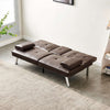 Sofa Bed Luxury PU Leather Manhattan 3 Seater Chrome Legs Recliner Settee Brown