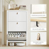 3 Drawer Shoe Cabinet with Flip Doors for Hallway, Entryway, White