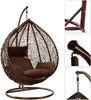 Rattan Swing Egg Chair Garden Patio Hanging Hammock with Cushion Outdoor Brown