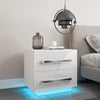 High Gloss Bedside Table RGB LED Nightstand 2/3 Drawers Side Table Storage