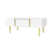 Modern High-gloss Coffee Table with 2 drawer for Living Room, White