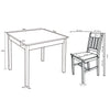 Grey Dining Table and 2 Chairs Solid Wood Classic Kitchen Dining Room Furniture