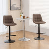 Height Adjustable Bar Stools Set of 2 w/ Fabric Backrest & Padded Seat Brown