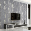 Modern Flocking 3D Embossed Wallpaper Grey Silver Tree Branches Wall Paper Decor