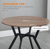 Space Saving Vintage Round Kitchen Coffee Dining Table Brown Top Black Metal Leg