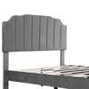 4ft6 Double Bed Upholstered Bed Frame with Headboard and Solid Wooden Slats Grey
