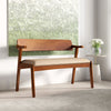 2-Seat Rubber Wood Bench with Soft Padded Seat-Walnut
