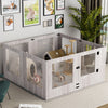 XXL Large Dog Playpen Pet Whelping Box Cage Tempered Glass Safety Rail Fence Pen