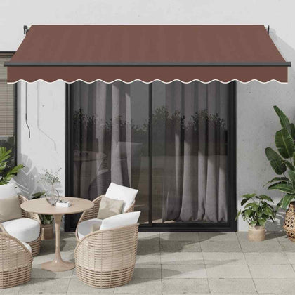 Manual Retractable Awning with Brown 350x250 W4B4