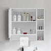 Bathroom Cabinet With LED Light Mirror Storage Unit Touch Switch 2 Shelf Hanger