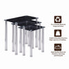 3x Black Marble Tempered Glass Side End Table Nested Table Stainless Steel Tubes