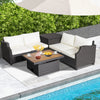 Patio Sectional Sofa Set with Cushions & Storage Box-Off White