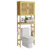 Large Bamboo Over-The-Toilet Storage Cabinet Bathroom Rack with Adjustable Shelf