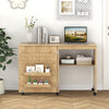 Barn-door Sewing Cabinet Folding Wewing Craft w/5 Lockable Wheels-Natural
