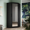 Modern Corner High Gloss Mirrored Black Wardrobe Door with Hanging Rail Shelves