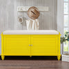 Upholstered Bed End Bench Accent Lounge Sofa Window Seat 2 Doors Storage Cabinet