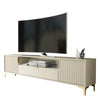200cm TV Unit – Fluted Fronts, 2 Doors, Drawer, Gold Legs & Handles, Modern Luxe