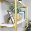 116cm Gold Metal Clothes Bar Rack Pipe Wall Garment Hanging Storage Rail Shelves