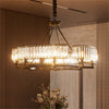 Farmhouse Black Crystal Chandelier Semi Flush Mount Round Ceiling Light Fixtures
