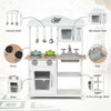 Toddlers Wooden Play Kitchen Pretend Play Cooking Set w/Microwave-White