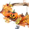 Halloween Autumn Maple Leaves Wreath Front Door Garland Hanging Plants with LED