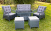 Garden Patio Rattan Furniture Sofa Set 2 Chairs Table 2 Stools 6 Seater Outdoor