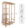 Bamboo Wooden Clothes Rail Hanging Rack Garment Display Stand w/ Dustproof Cover