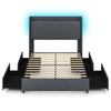 Double Size 4FT6 Bed Frame Upholstered Platform Bed with LED Lights