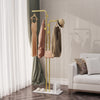 Free Standing Coat Stand Rack Granite Stone Base Metal Tube Garment Clothes Rail