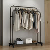 Rolling Double Clothes Rail Hanging Rack Garment DisplayStand Shoe Storage Shelf