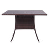 Rattan Tempered Glass Garden Tea Table Outdoor Patio Bistro W/ Umbrella Hole