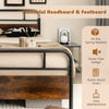 Double Size Bed Frame Platform Metal Slats Support Bed W/ Industrial Headboard