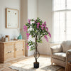 Large Potted Pink Wisteria Flower Artificial Tree Fake Plant Home Garden Decor