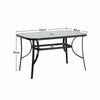 Dining Table Outdoor Garden Patio Tables Metal Frame Glass Top with Parasol Hole