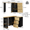 360° Rotating Bar Table Sideboard with Spice Rack, Storage Compartment & Drawers