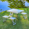 4 Seater Aluminum Portable Folding Camping Picnic Table &Chairs Stools Set Party