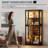 71" Display Cabinet with Glass Doors, Modern Curio Cabinet with 3 Color Lights